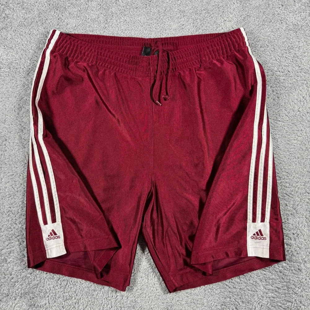 Y2K Adidas Dazzle‎ Shorts Mens Large Maroon 3 Stripe Drawstring Baggy Basketball